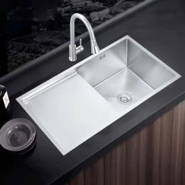 Retangular kitchen sink double bow with large worktable drainboard