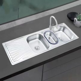 Kitchen Sinks Stainless Steel Customized Mold Time Square washing basin 3 bowl with board