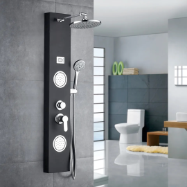 waterfall black shower column massage Column Panel set, Factory wholesale price Stainless Steel