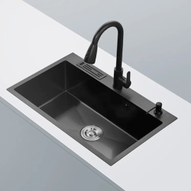 Matt black stepsink Stainless Steel kitchen sink handmade kitchen sink farmhouse apron rv kitchen Single sink