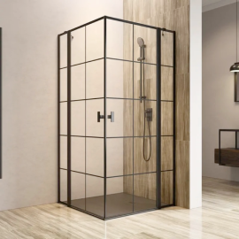 Hotel Hinge Shower Enclosure Shower Room Stainless Steel Square Black Aluminum Frame Glass Shower Room