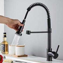 Kitchen Faucets 304 Stainless Steel kitchen Tap Modern Matt Black Spring Pull Down kitchen Sink Faucet