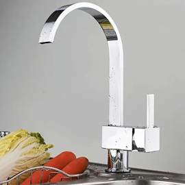 square kitchen sink faucet hot and cold mixer tap deck mount chrome gourmet 360 degree kitchen faucet