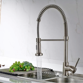 stainless steel nickel spring kitchen faucet spring loaded kitchen sink mixer tap pull-out faucets kitchen faucets