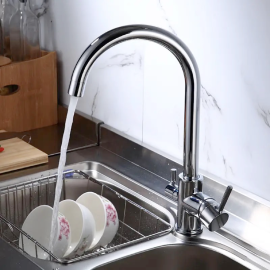 modern design design stainless steel kitchen sink faucet with 360 swivel bridge type hot and cold sanitary ware mixer