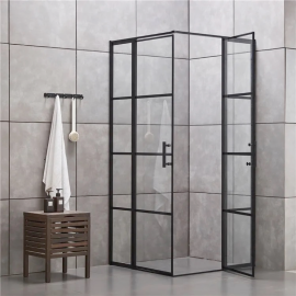 Popular Folding Double Swing Tempered Glass Doors Pivot Hinged Shower Door