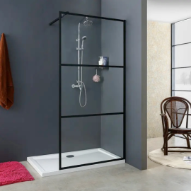 Adjustable Portable Black Aluminium Shower Screen Wet room/WALK-IN