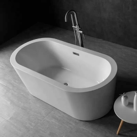 Modern Household Hotel Luxury White Independent Acrylic Independent Oval Bathtub With Faucet