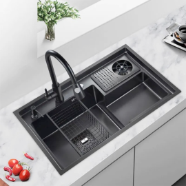 outdoor sink station Step black sink SS 304 stainless steel kitchen sink with Cup washer