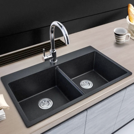 High tech kitchen sinks modern custom Synthetic composite black workstation sink