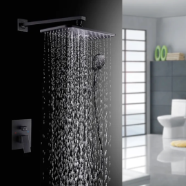 Hot Selling Wall Mounted Bathroom Contemporary Style Bathroom Shower Faucet Luxury Black Brass Shower Set