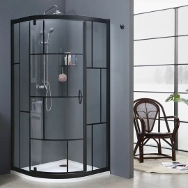 Quadrant Black Luxury Design Tempered Glass Shower Room