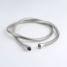 1.5 meter stainless steel 201 polished double lock shower hose with zinc nut and pvc inner tube